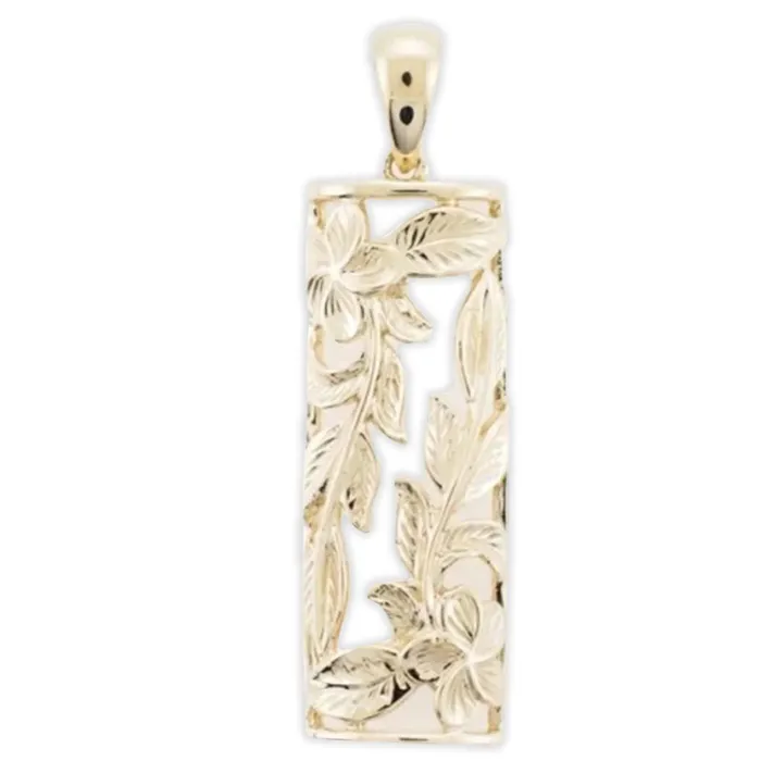 14K Gold Maile Scroll Plumeria Pendant Island Fine Jewelry Necklaces
