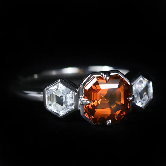 14K White Gold 113 Carat Citrine and Zircon Ring Immaculate Jewelry Rings
