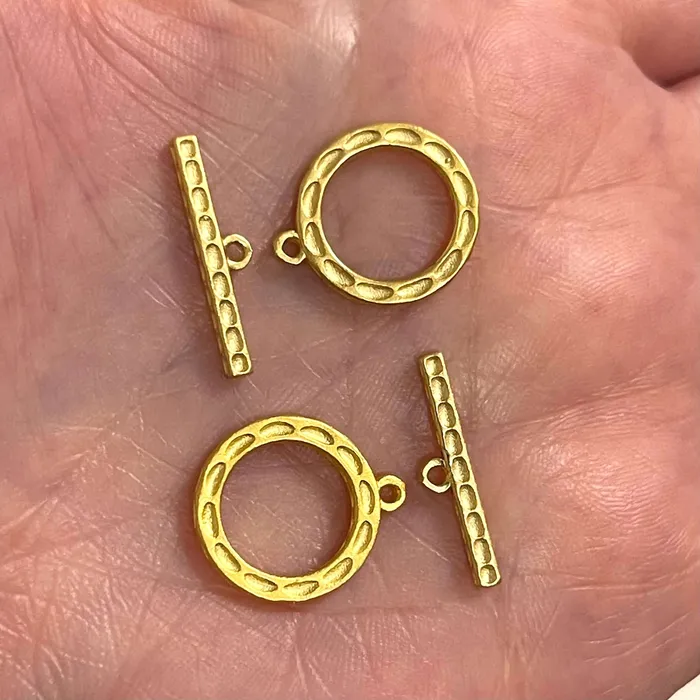 2 Sets 24Kt Matte Gold Plated Toggle Clasps Peppy Beads PreStyled Sets