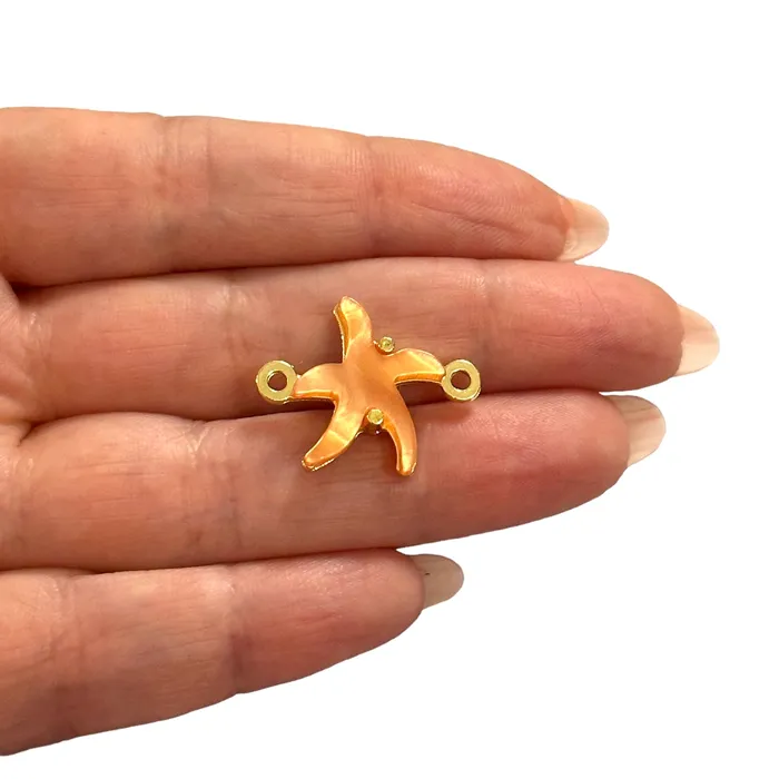 24Kt Gold Plated BrassHand Made Resin Starfish Double Loop Connector Charm Peppy Beads Earrings 24Kt Gold Plated BrassHand Made Resin Starfish Double Loop Connector Charm Peppy Beads Earrings