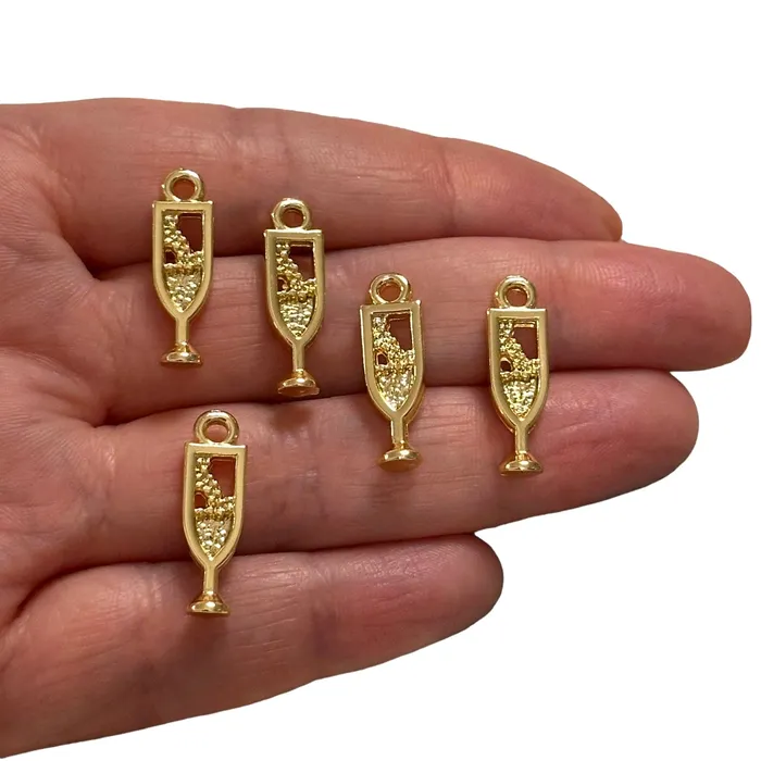 24Kt Gold Plated Champagne Glass Charms Gold Wine Lover Charms 5 pcs in a pack Peppy Beads Earrings 24Kt Gold Plated Champagne Glass Charms Gold Wine Lover Charms 5 pcs in a pack Peppy Beads Earrings