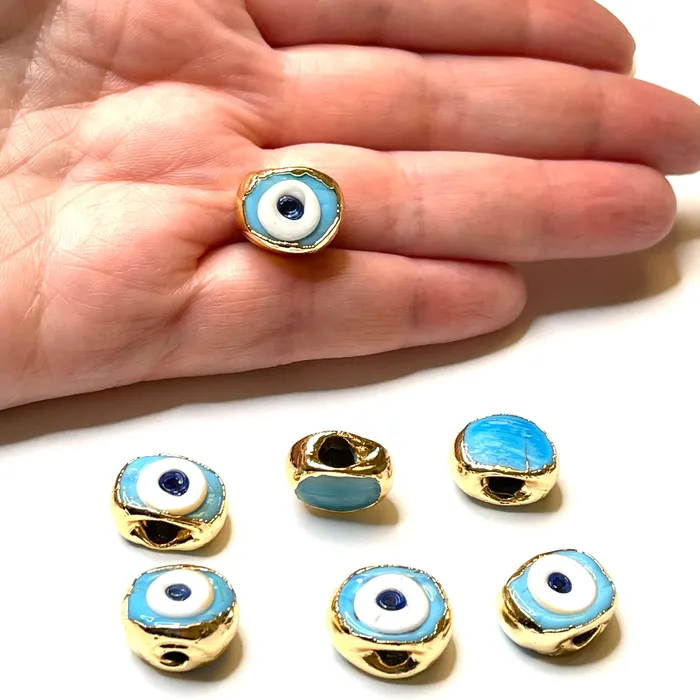24Kt Gold Plated Hand Made Evil Eye Beads Hand Made Evil Eye Beads Blue Peppy Beads Necklaces 24Kt Gold Plated Hand Made Evil Eye Beads Hand Made Evil Eye Beads Blue Peppy Beads Necklaces