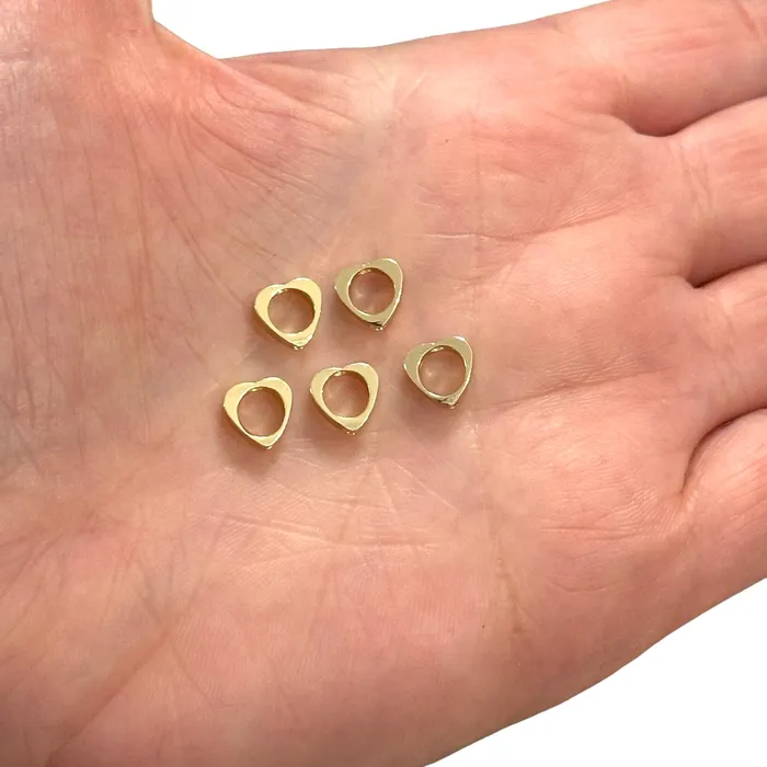 24Kt Gold Plated Hollow Heart Spacer Charms 5 pcs in a pack Peppy Beads Necklaces 24Kt Gold Plated Hollow Heart Spacer Charms 5 pcs in a pack Peppy Beads Necklaces