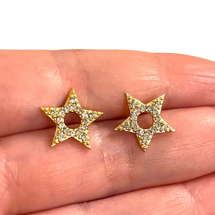 24Kt Gold Plated Micro Pave Brass Star Charms Gold Star Charms 2 pcs in a pack Peppy Beads Earrings 24Kt Gold Plated Micro Pave Brass Star Charms Gold Star Charms 2 pcs in a pack Peppy Beads Earrings