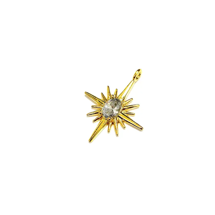 24Kt Gold Plated North Star Charm With Swarovski Crystal Peppy Beads Earrings 24Kt Gold Plated North Star Charm With Swarovski Crystal Peppy Beads Earrings