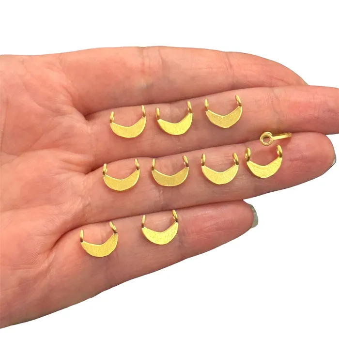 24Kt Matte Gold Plated Crescent Double Hole Spacer Charms 5 pcs in a pack Peppy Beads Earrings 24Kt Matte Gold Plated Crescent Double Hole Spacer Charms 5 pcs in a pack Peppy Beads Earrings
