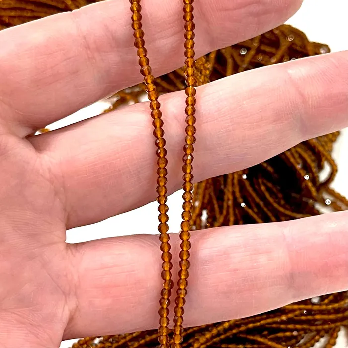2mm Brown Jade Faceted Round Beads 200 Beads Peppy Beads Rings