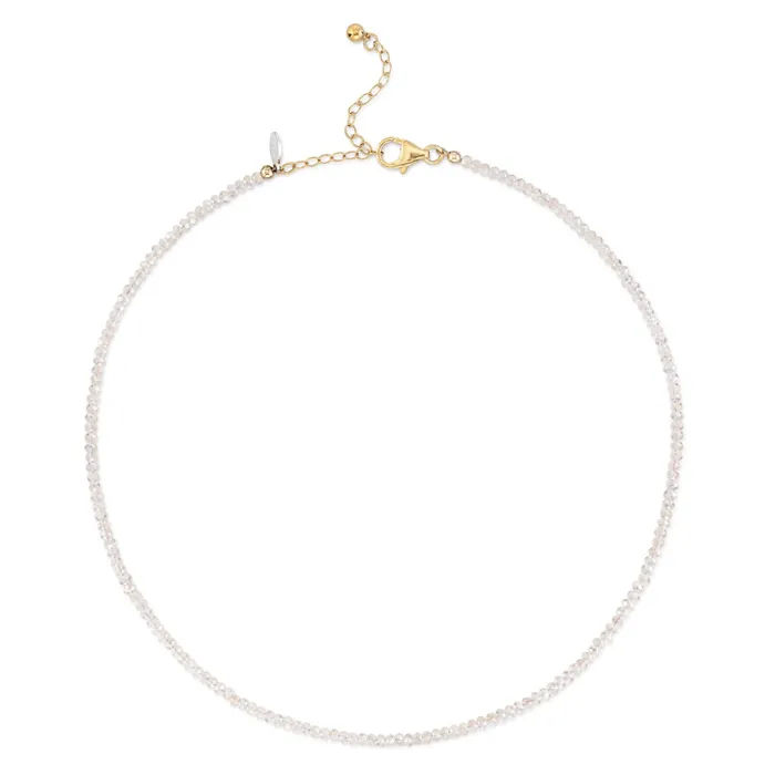 2mm Itsy Sheer White Moonstone Beaded Necklace RACHEL LYNN CHICAGO Necklaces