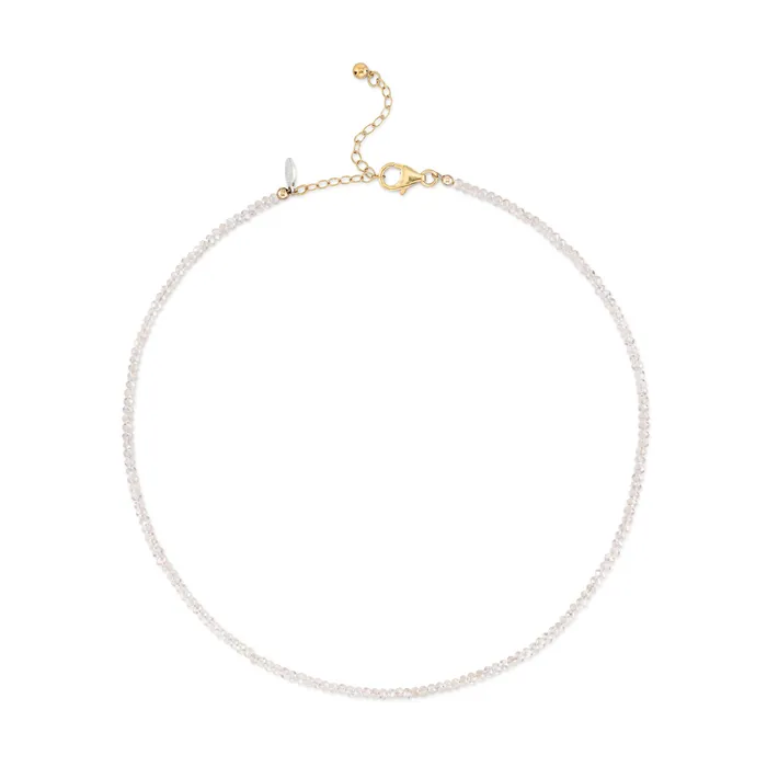 2mm Itsy Sheer White Moonstone Beaded Necklace RACHEL LYNN CHICAGO Necklaces