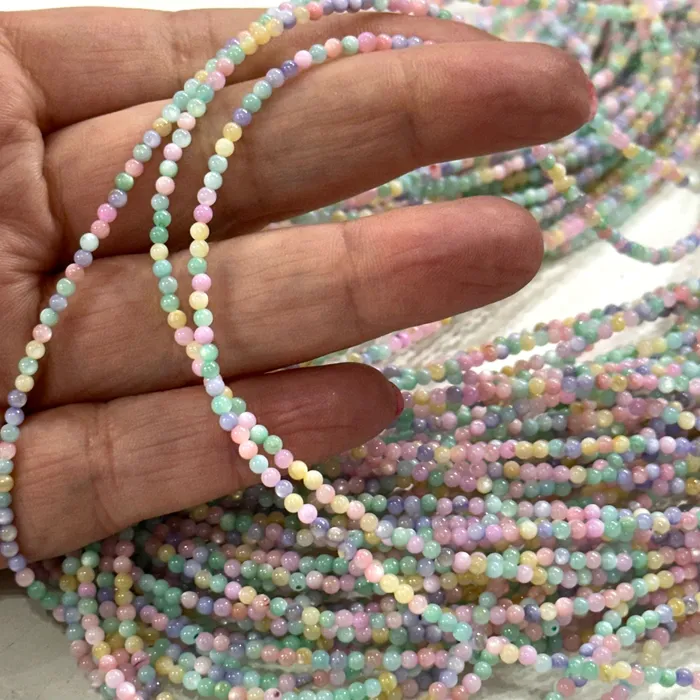 2mm Mother of Pearl Colored Beads MOP Colored Shell Beads Peppy Beads Necklaces