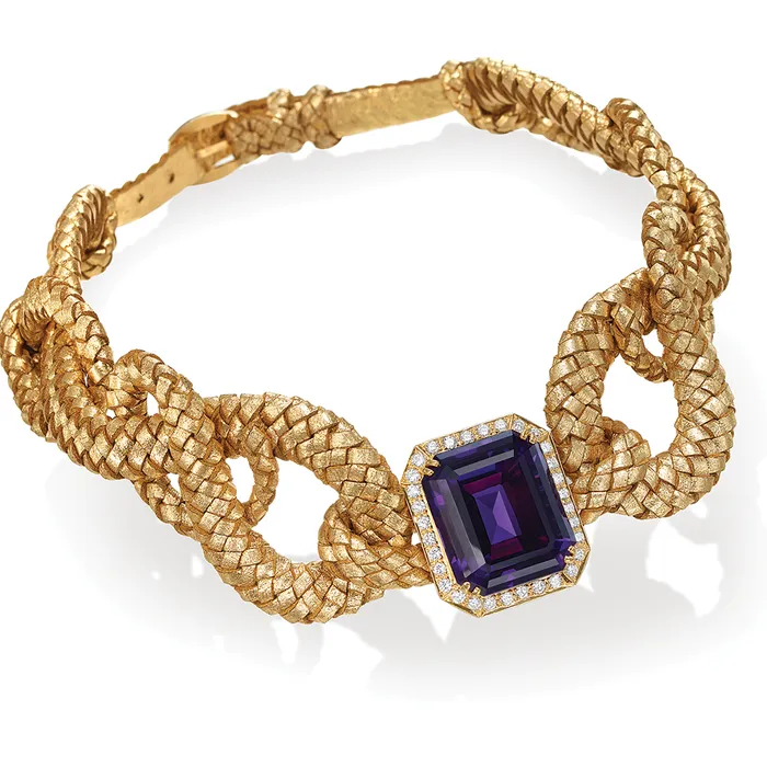 8085 Carat Amethyst and Leather Necklace Stephen Silver Necklaces