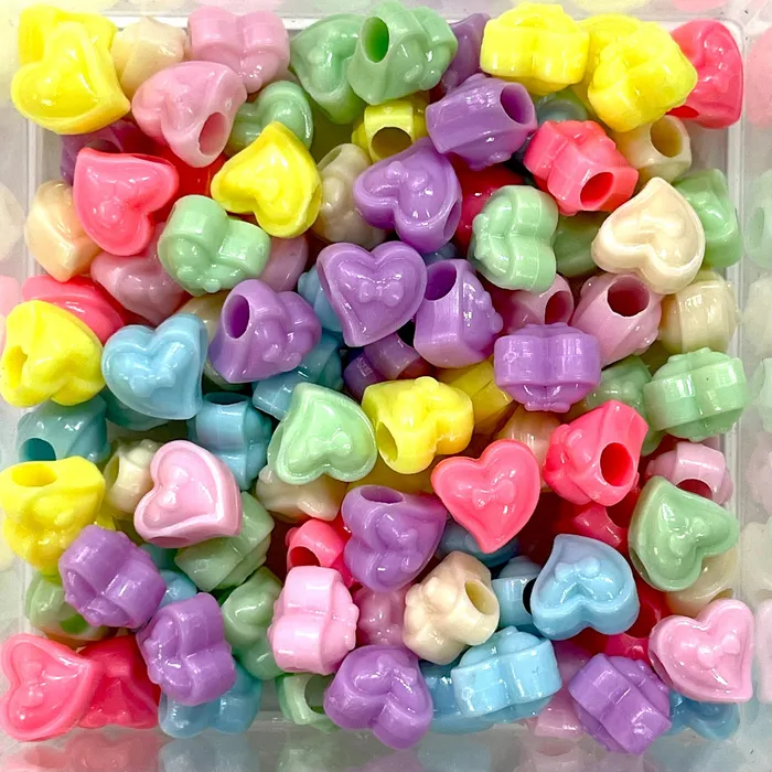 Acrylic Heart Beads Assorted 50 Gr Pack Approx 95 Beads Peppy Beads Necklaces
