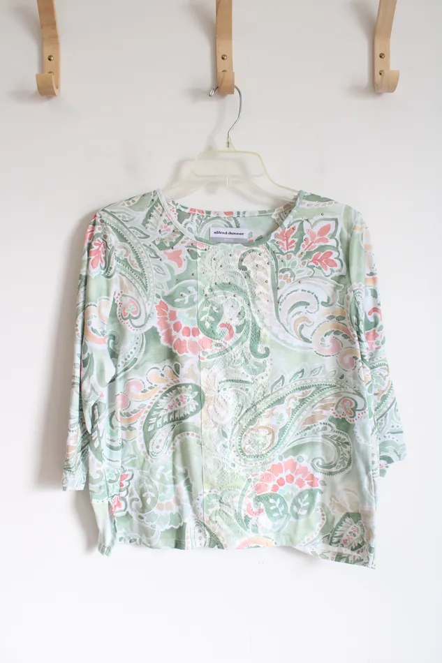 Alfred Dunner Earrings Alfred Dunner Green Paisley Printed Short Sleeve Top M Alfred Dunner Earrings Alfred Dunner Green Paisley Printed Short Sleeve Top M