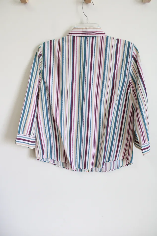 Alfred Dunner Earrings Alfred Dunner Purple Striped Button Down Shirt 12 Petite