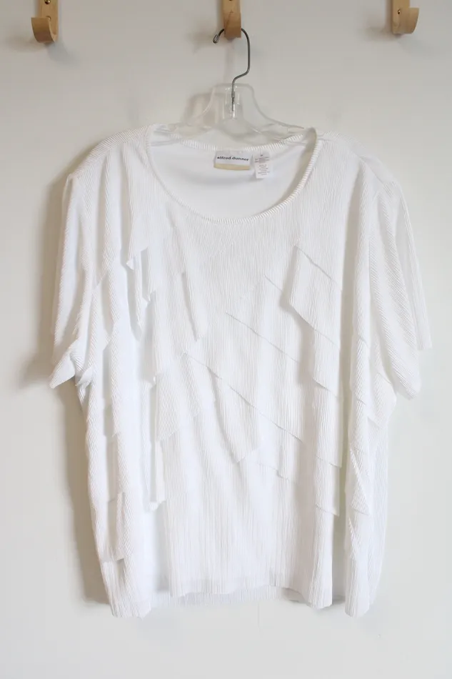 Alfred Dunner Necklaces Alfred Dunner White Layered Ribbed Top 3X