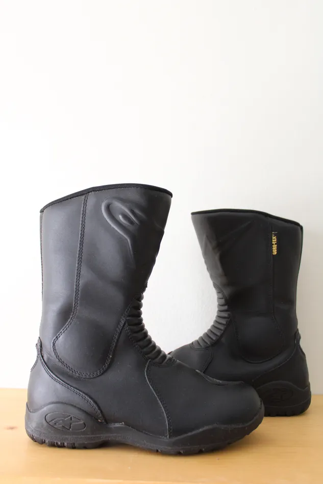 Alpinestars Black Leather GoreTex Boots Size 37 EU 65 Alpinestars Rings