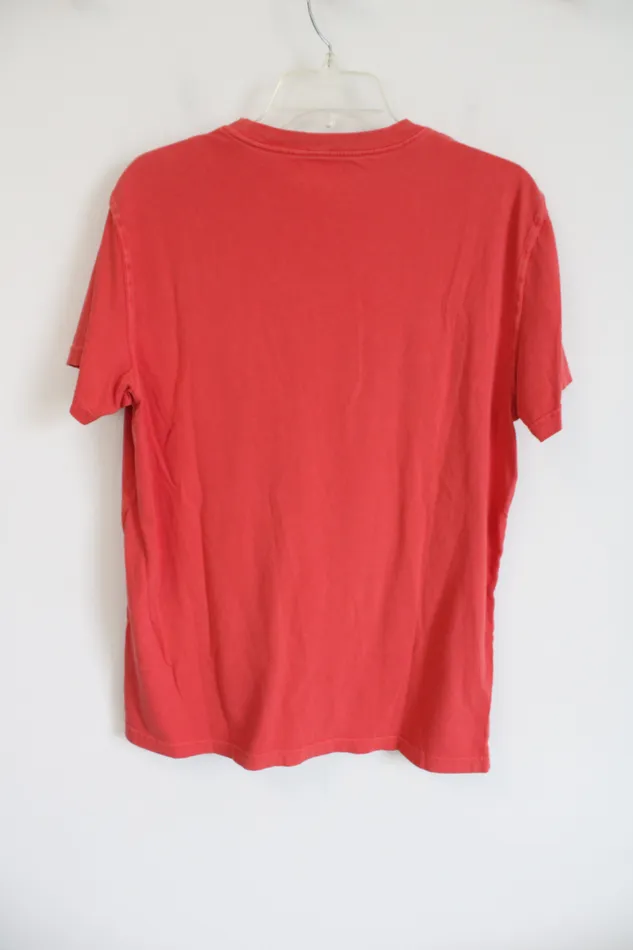 American Eagle American Eagle Standard Fit Orange Red Tee M Earrings