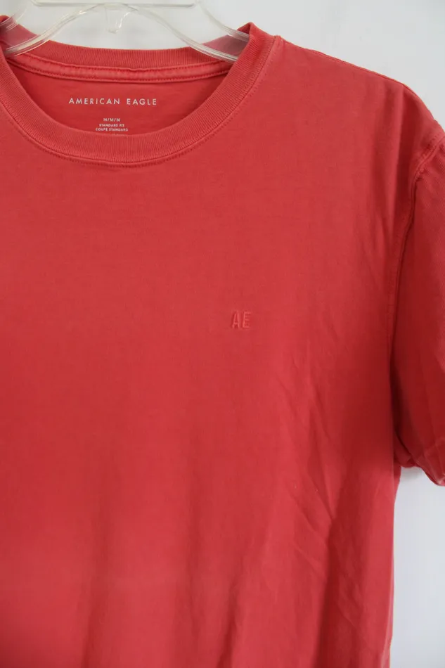 American Eagle American Eagle Standard Fit Orange Red Tee M Earrings