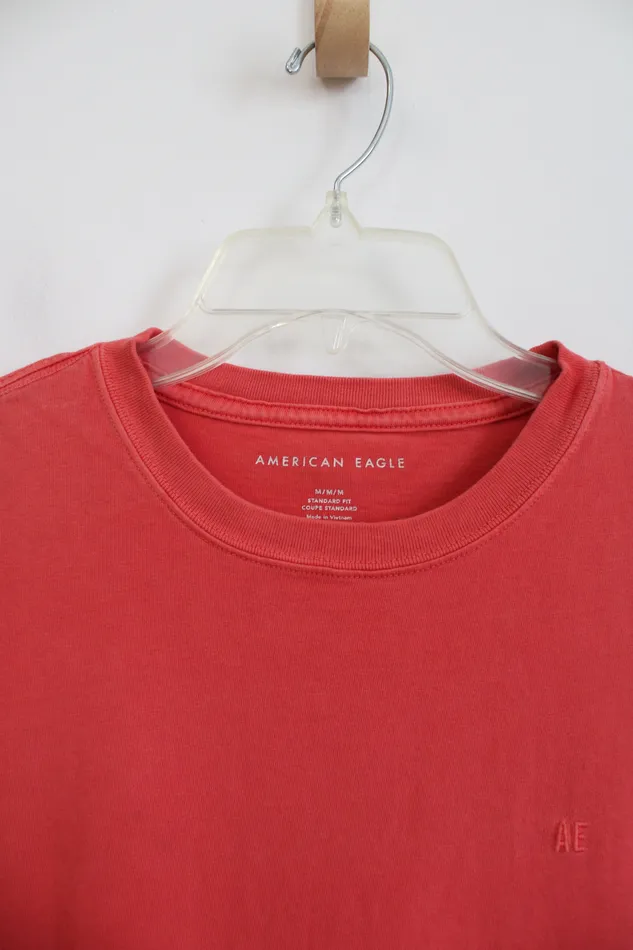 American Eagle American Eagle Standard Fit Orange Red Tee M Earrings