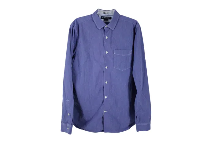 American Eagle Rings American Eagle Slim Fit Blue Striped Button Down L