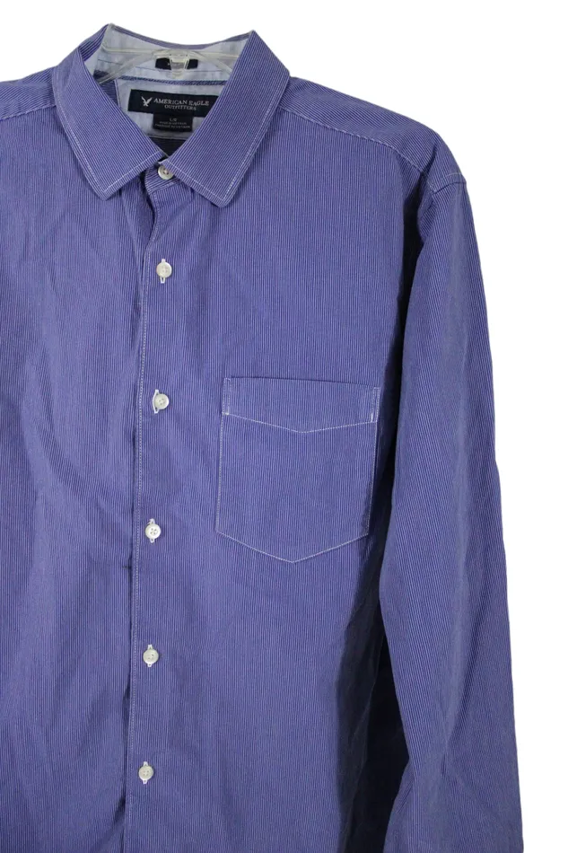 American Eagle Rings American Eagle Slim Fit Blue Striped Button Down L