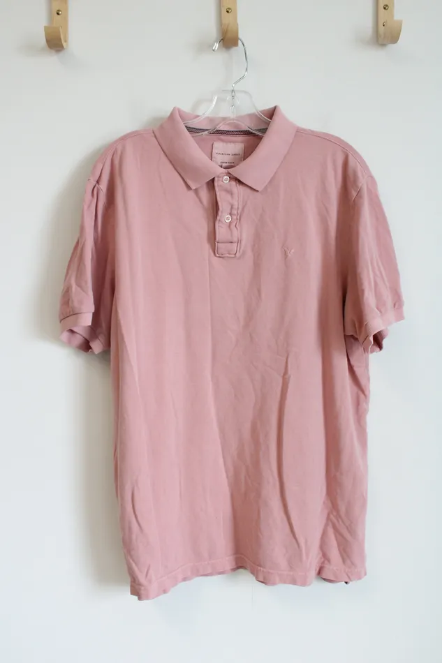 American Eagle Super Soft Pink Polo Shirt L American Eagle Earrings