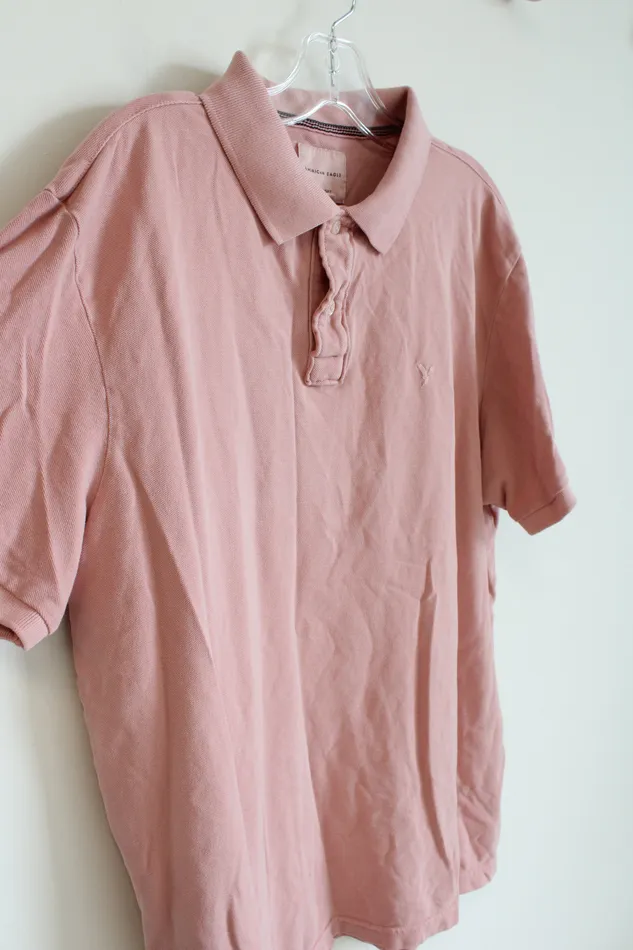 American Eagle Super Soft Pink Polo Shirt L American Eagle Earrings