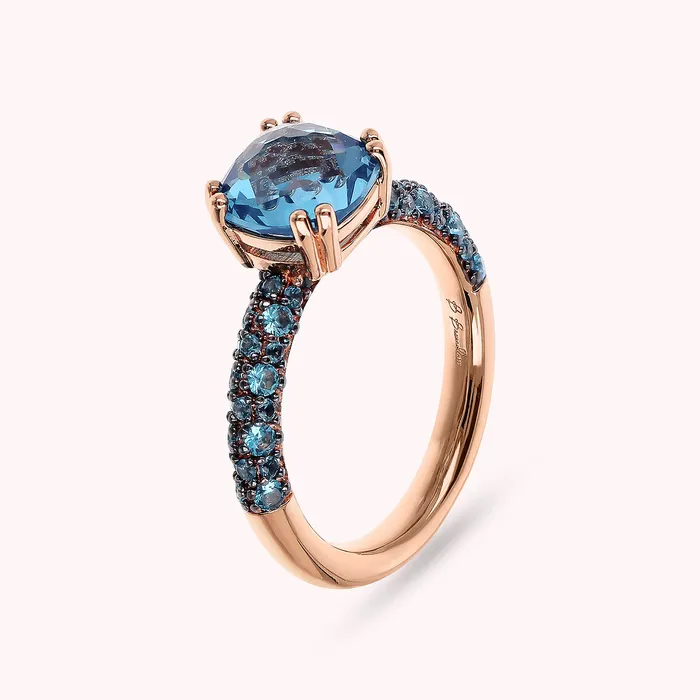Anello Solitario con Prisma Gem Quadrata e Pav Bronzallure Rings