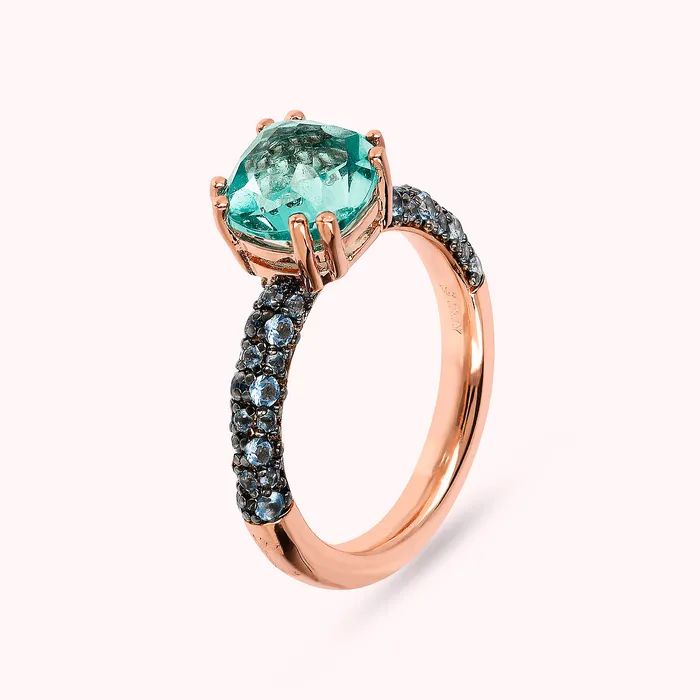Anello Solitario con Prisma Gem Quadrata e Pav Bronzallure Rings