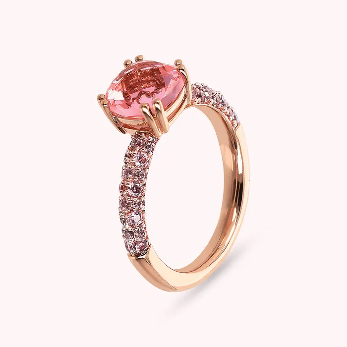 Anello Solitario con Prisma Gem Quadrata e Pav Bronzallure Rings