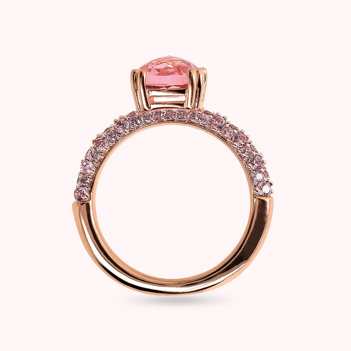 Anello Solitario con Prisma Gem Quadrata e Pav Bronzallure Rings
