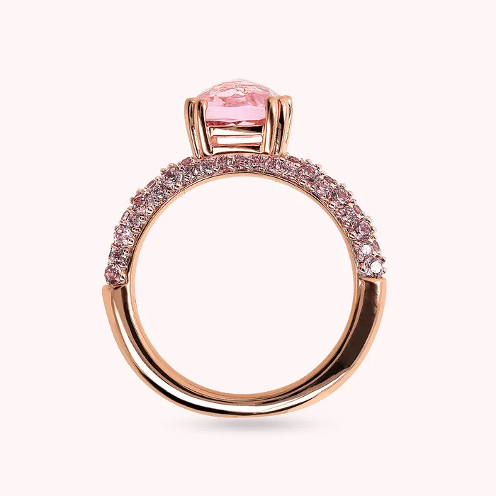 Anello Solitario con Prisma Gem Quadrata e Pav Bronzallure Rings