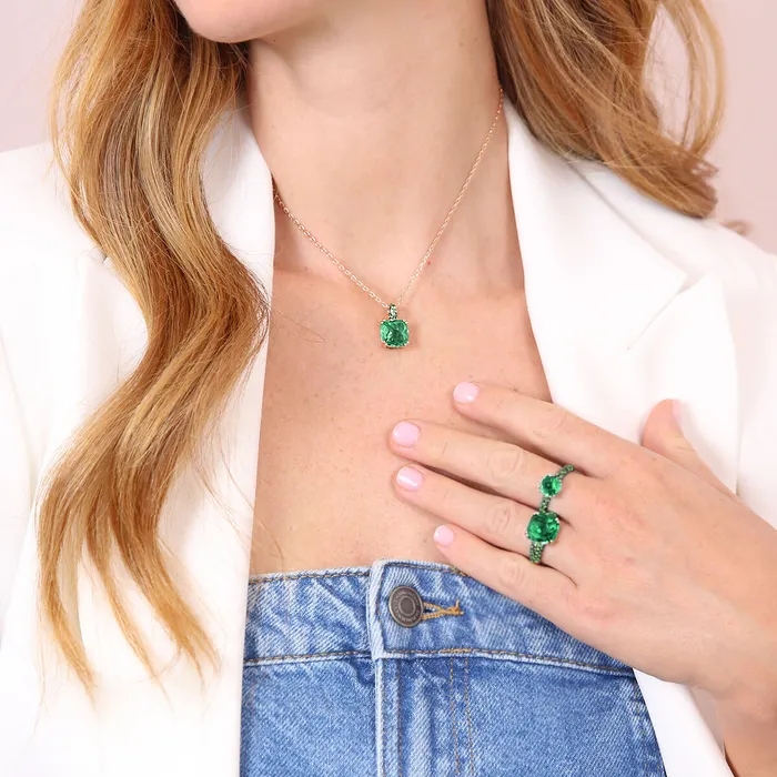 Anello Solitario con Prisma Gem Quadrata e Pav Bronzallure Rings