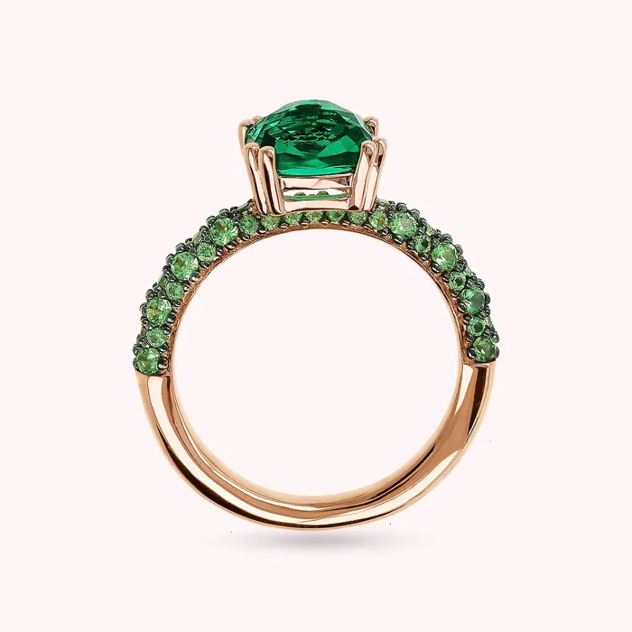 Anello Solitario con Prisma Gem Quadrata e Pav Bronzallure Rings