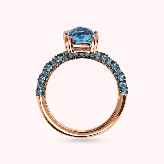 Anello Solitario con Prisma Gem Quadrata e Pav Bronzallure Rings