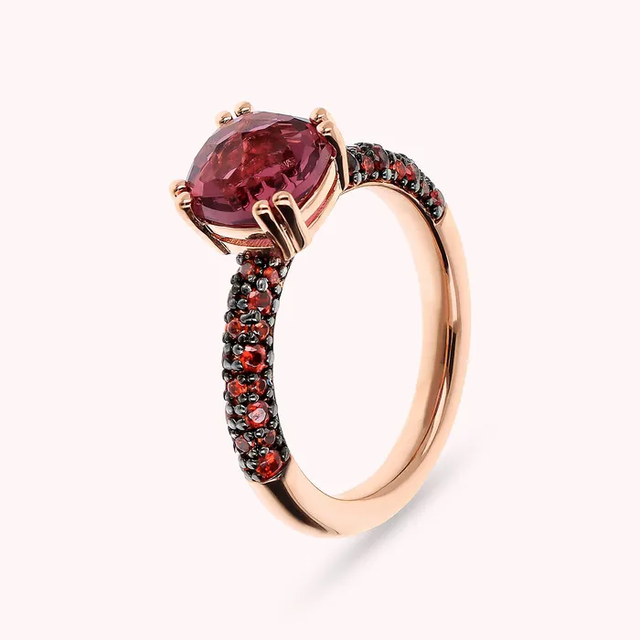 Anello Solitario con Prisma Gem Quadrata e Pav Bronzallure Rings
