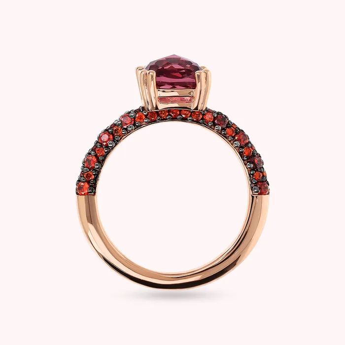 Anello Solitario con Prisma Gem Quadrata e Pav Bronzallure Rings