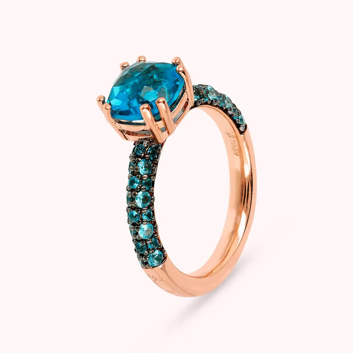 Anello Solitario con Prisma Gem Quadrata e Pav Bronzallure Rings