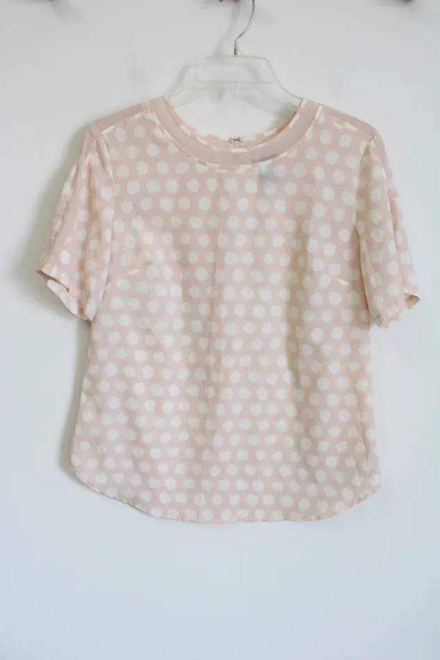 Ann Taylor Light Pink Polka Dot Top S Ann Taylor LOFT Necklaces