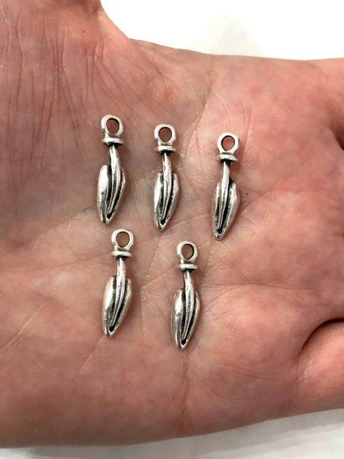 Antique Silver Plated Leaf Charms Peppy Beads Necklaces