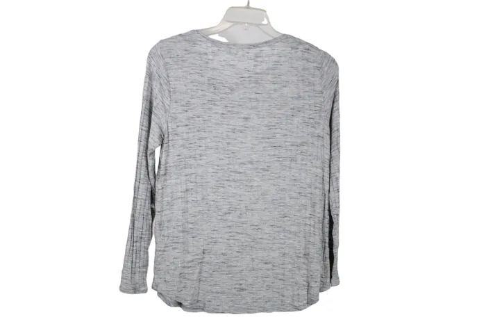 APT9 Earrings Apt 9 Essentials Gray Heather Rib Shimmer Long Sleeved Shirt Petite M