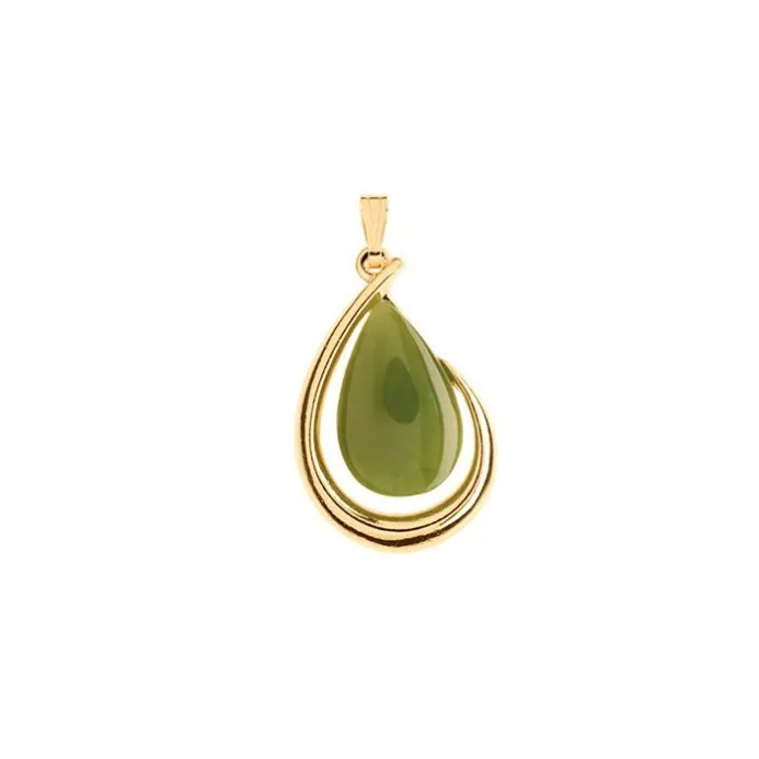 Ariki Nephrite Jade Teardrop 22K Gold Pendant ARIKINEWZEALAND Necklaces