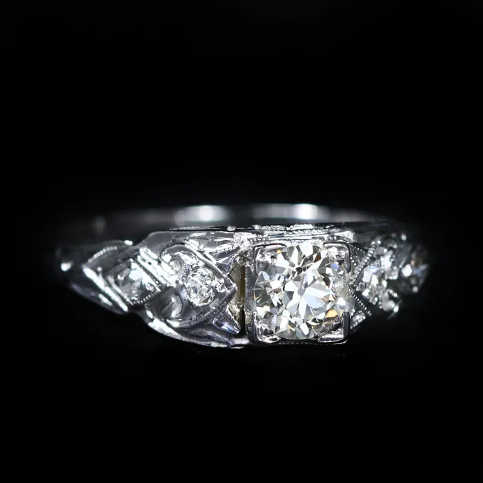 Art Deco 050 Carat Old European Cut Diamond Engagement Ring K Goldschmidt Rings Art Deco 050 Carat Old European Cut Diamond Engagement Ring K Goldschmidt Rings