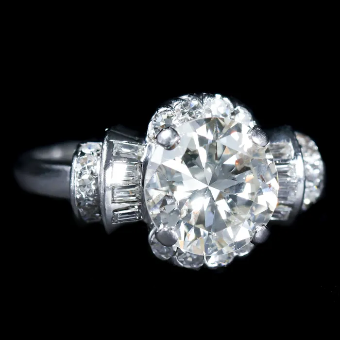 Art Deco 265 Carat Transitional Cut Diamond Engagement Ring OTC Rings