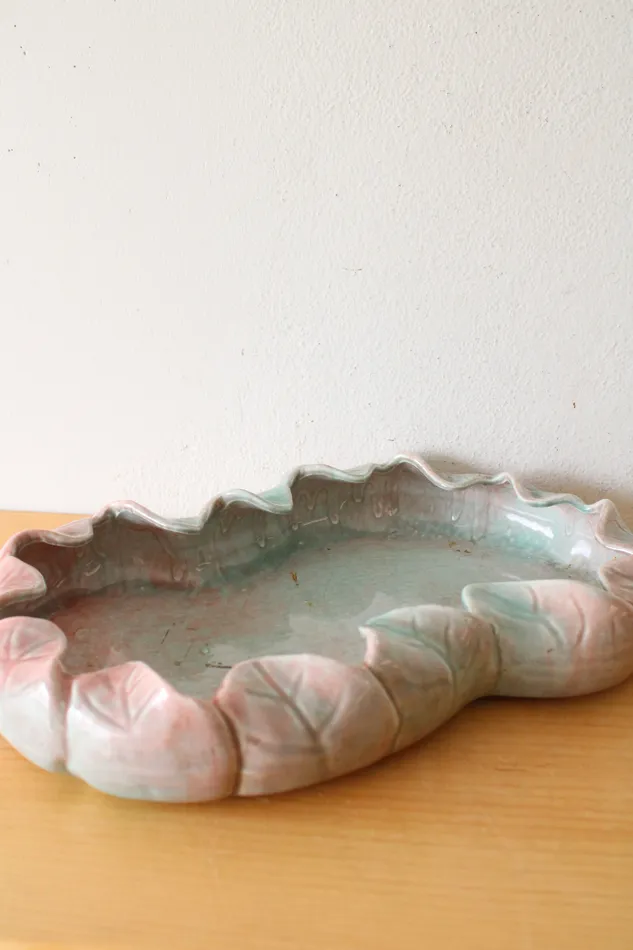 Artistic California 208 Pottery Pink Green Lilypad Pinch Bowl Jubilee Thrift Earrings