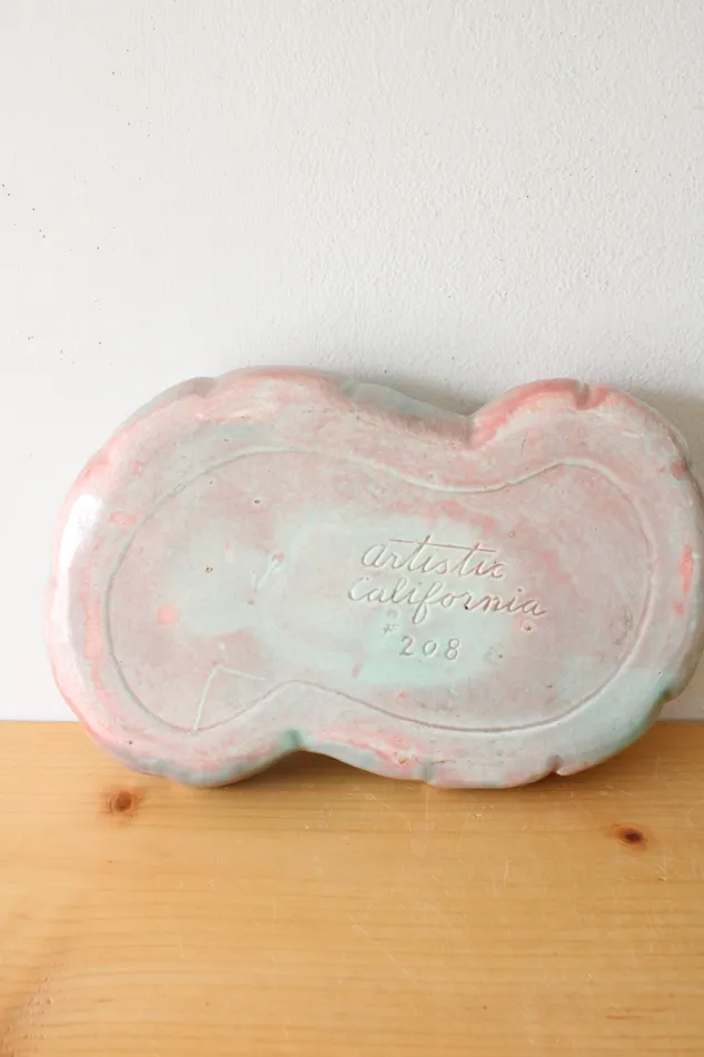 Artistic California 208 Pottery Pink Green Lilypad Pinch Bowl Jubilee Thrift Earrings