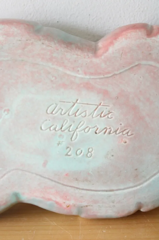 Artistic California 208 Pottery Pink Green Lilypad Pinch Bowl Jubilee Thrift Earrings