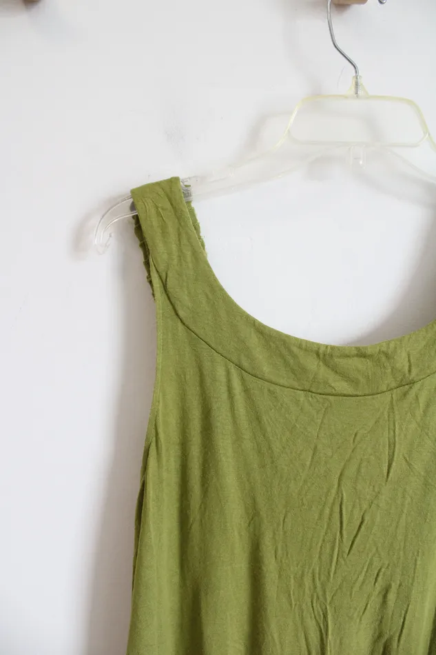 Axcess Axcess Green Pleated Neckline Tank Top M Earrings