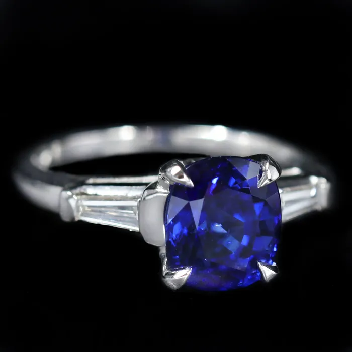 BB Diamonds Platinum GIA 299 Carat Sapphire and Diamond Ring Rings