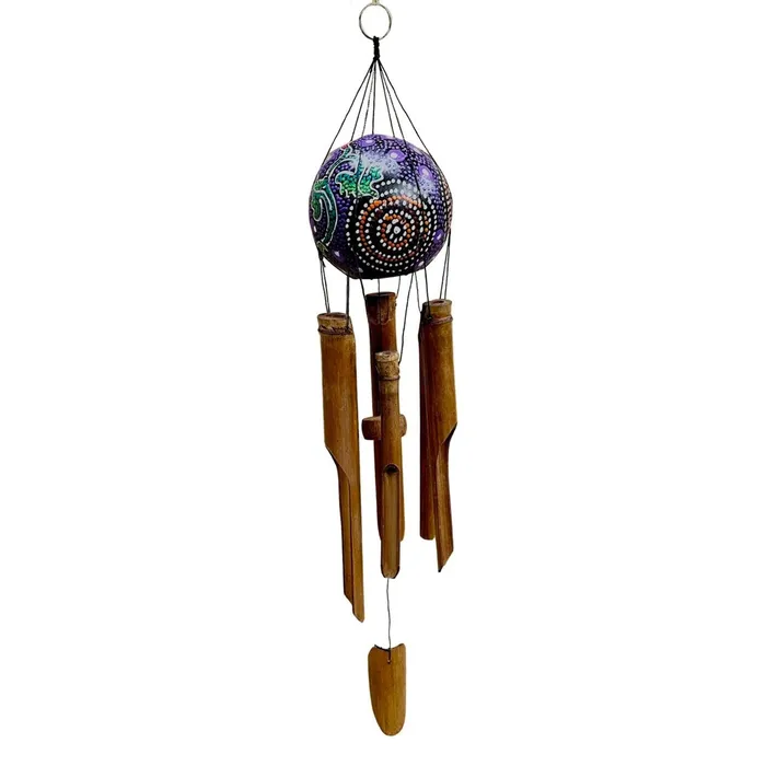 BAMBOOSOURCETR HandPainted Coconut Shell Bamboo Wind Chime Earrings